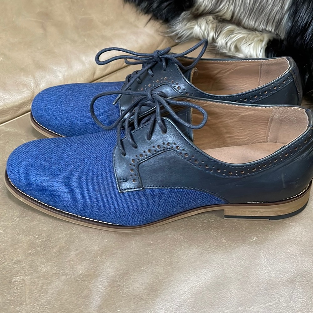LA Milano Leather And Canvass Oxford Shoes